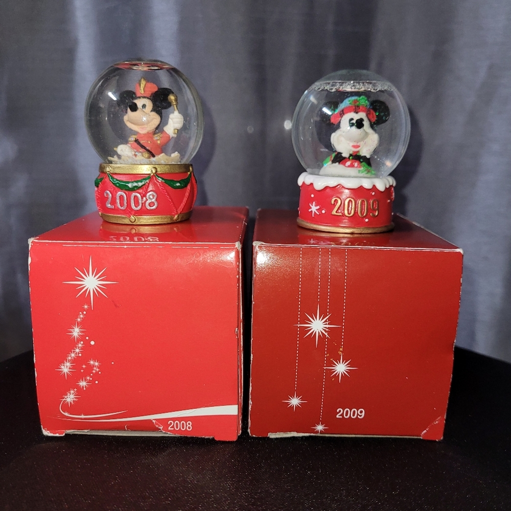 2008 and 2008 Mickey Mouse JCP exclusive mini snow globes
